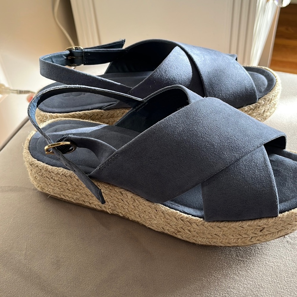 NWOT LOFT BLUE ULTRA SUEDE WEDGE SANDAL SIZE 6.5